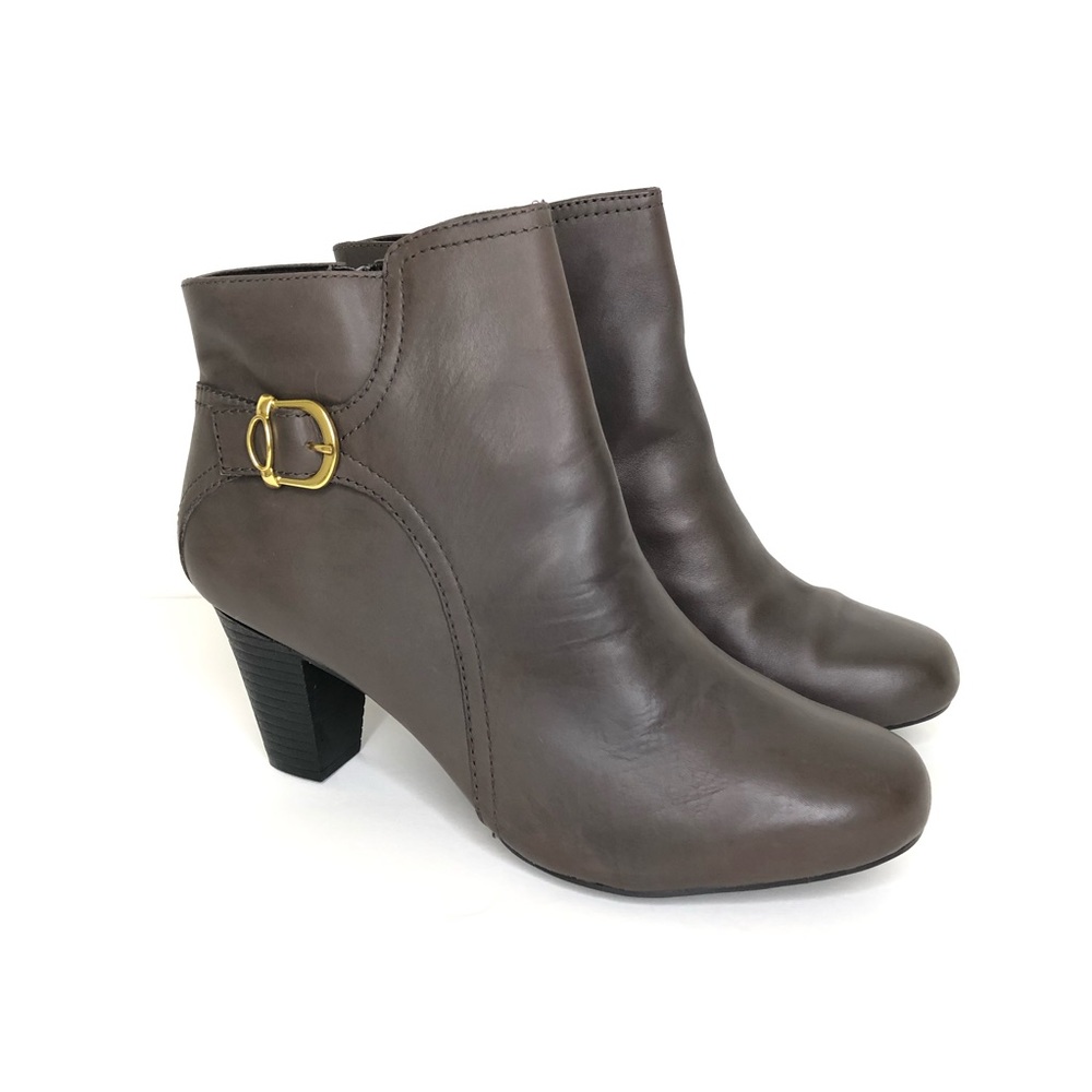 Clarks Sapphire Grey Brown Leather Ankle booties